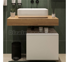 Столешница STWORKI Ольборг 80 дуб французский, без отверстий, с тумбой 50, с раковиной STWORKI Soul 1 белой