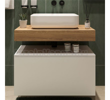 Столешница STWORKI Ольборг 80 дуб французский, без отверстий, с тумбой 80, с раковиной STWORKI Soul 1 белой