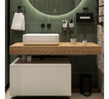 Столешница STWORKI Ольборг 120 дуб французский, без отверстий, с тумбой 80, с раковиной STWORKI Soul 1 белой