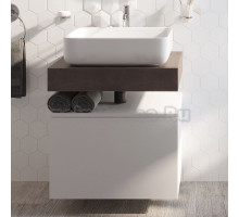 Столешница STWORKI Ольборг 60 дуб карпентер, без отверстий, с тумбой 60, с раковиной STWORKI Soul 1 белой