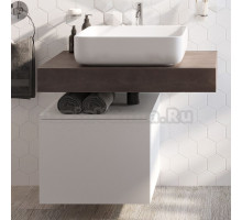 Столешница STWORKI Ольборг 80 дуб карпентер, без отверстий, с тумбой 50, с раковиной STWORKI Soul 1 белой