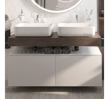 Столешница STWORKI Ольборг 120 дуб карпентер, без отверстий, 2 тумбы 60 + 2 раковины STWORKI Soul 1 белой