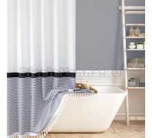 Штора для ванной Carnation Home Fashions Stripe White, Grey 183х213 см
