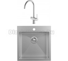 Комплект Мойка кухонная IDDIS Haze HAZ49S0i77 сатин + Смеситель IDDIS Pure PURBNFJi05 для кухонной мойки
