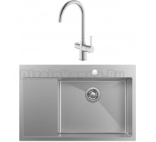 Комплект Мойка кухонная IDDIS Haze HAZ78SRi77 R, сатин + Смеситель IDDIS Pure PURBNFJi05 для кухонной мойки