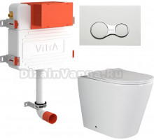 Комплект Унитаз Ceramica Nova Highlight CN1812 безободковый, с микролифтом + Инсталляция VitrA 800-2019 с белой кнопкой