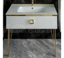 Тумба с раковиной Armadi Art Lucido 100 жемчужная белая, раковина 852-100-W, ножки золото