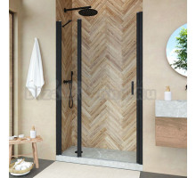 Душевая дверь в нишу Vegas Glass EP-F-1 Novo 130 02М 01 L профиль черный матовый, стекло прозрачное