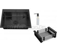 Мойка кухонная РМС MR MR-5843BL c корзиной и дозатором, черная