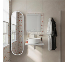 Мебель для ванной DIWO Элиста 60 белый мрамор, с раковиной Moduo 40 RING, в скандинавском стиле, овальная (гарнитур, мебель)