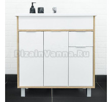 Тумба с раковиной Домино Prime 80 сонома, белая