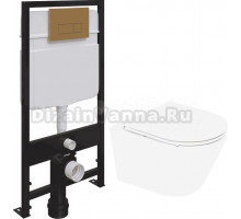 Комплект Унитаз подвесной BelBagno Tre BB8001CHR/SC + Система инсталляции для унитазов EWRIKA ProLT 0026-2020 + Кнопка смыва EWRIKA 0043 золото матов