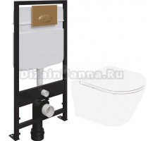 Комплект Унитаз подвесной BelBagno Tre BB8001CHR/SC + Система инсталляции для унитазов EWRIKA ProLT 0026-2020 + Кнопка смыва EWRIKA 0053 золото матов