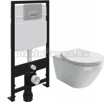 Комплект Унитаз подвесной Ceramica Nova Pearl CN8001 с микролифтом + Система инсталляции для унитазов EWRIKA ProLT 0026-2020 + Кнопка смыва EWRIKA 0051 хром