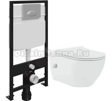 Комплект Унитаз подвесной beWash Bogen 88343601 со смесителем, с микролифтом + Система инсталляции для унитазов EWRIKA ProLT 0026-2020 + Кнопка смыва EWRIKA 0050 хром матовый