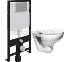 Комплект Унитаз подвесной Roca Mateo с микролифтом + Система инсталляции для унитазов EWRIKA ProLT 0026-2020 + Кнопка смыва EWRIKA 0040 хром матовый