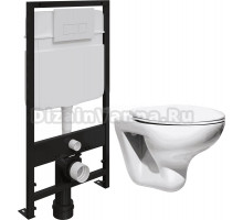 Комплект Унитаз подвесной Roca Mateo с микролифтом + Система инсталляции для унитазов EWRIKA ProLT 0026-2020 + Кнопка смыва EWRIKA 0042 белая