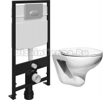 Комплект Унитаз подвесной Roca Mateo с микролифтом + Система инсталляции для унитазов EWRIKA ProLT 0026-2020 + Кнопка смыва EWRIKA 0050 хром матовый