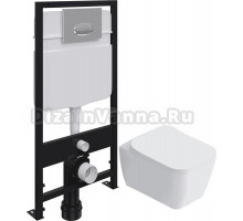 Комплект Унитаз подвесной STWORKI Монтре SETK3204-2616 безободковый, с микролифтом + Система инсталляции для унитазов EWRIKA ProLT 0026-2020 с кнопкой смыва 0051 хром