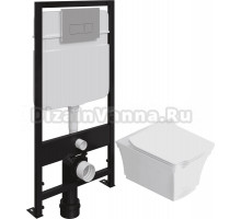 Комплект Унитаз подвесной STWORKI Хадстен SETK3304-0616-001-1-6000 с микролифтом + Система инсталляции для унитазов EWRIKA ProLT 0026-2020 с кнопкой смыва 0040 хром матовый