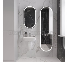 Комплект Раковина STWORKI Дублин 45 + Зеркало-шкаф STWORKI Мальмё МВК074 45, с подсветкой, белый, прямоугольный, навесной, овальный, в стиле лофт + С