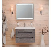 Мебель для ванной Emmy Стоун 80 подвесная, серый бетон
