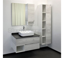 Мебель для ванной Comforty Прага 90 дуб белый, серая столешница