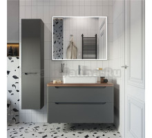 Мебель для ванной STWORKI Берген 100 серая с темной столешницей, раковина Bocchi Sottile 1476-001-0125