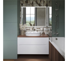 Мебель для ванной STWORKI Берген 100 белая с темной столешницей, раковина Bocchi Sottile 1521-001-0125