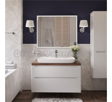 Мебель для ванной STWORKI Берген 100 белая с темной столешницей, с раковиной Углич 0117