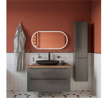 Мебель для ванной STWORKI Берген 100 серая с темной столешницей, раковина Bocchi Etna Etna 1114-004-0125 черная