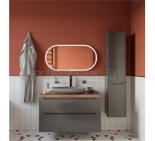 Мебель для ванной STWORKI Берген 100 серая с темной столешницей, раковина Bocchi Etna Etna 1114-004-0125 серая