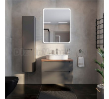 Мебель для ванной STWORKI Берген 80 серая с темной столешницей, раковина Bocchi Slim Line 1600-001-0126 белая