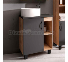 Тумба с раковиной Grossman Флай 60 со столешницей, дуб сонома, серая