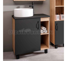 Тумба с раковиной Grossman Флай 70 со столешницей, дуб сонома, серая