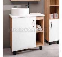 Тумба с раковиной Grossman Флай 70 со столешницей, дуб сонома, белая