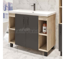 Тумба с раковиной Grossman Флай 100 дуб сонома, серая