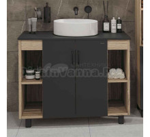 Тумба с раковиной Grossman Флай 100 со столешницей, дуб сонома, серая