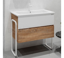 Тумба с раковиной Grossman Солис 85 дуб сонома, белая