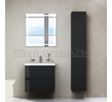 Мебель для ванной AM.PM Gem 60 черная матовая, подвесная, с 2 ящиками, с белой раковиной