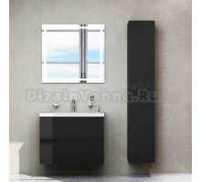 Мебель для ванной AM.PM Gem 75 черная матовая, подвесная, с 2 ящиками, с белой раковиной