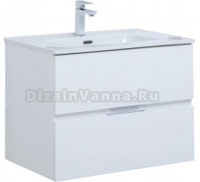 Тумба с раковиной Aquanet Алвита 70 подвесная, белая матовая, 2 ящика