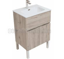 Тумба с раковиной Aquanet Алвита 60 напольная, дуб веллингтон белый