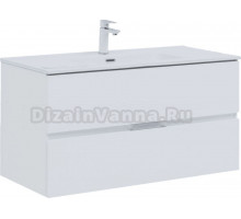 Тумба с раковиной Aquanet Алвита 100 подвесная, белая матовая, 2 ящика