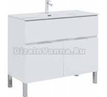Тумба с раковиной Aquanet Алвита 100 напольная, белая матовая