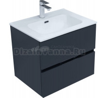 Тумба с раковиной Aquanet Алвита 60 подвесная, антрацит, 2 ящика