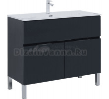 Тумба с раковиной Aquanet Алвита 100 напольная, антрацит