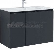 Тумба с раковиной Aquanet Алвита 100 подвесная, антрацит