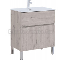 Тумба с раковиной Aquanet Алвита 70 напольная, дуб веллингтон белый