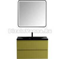 Мебель для ванной Art&Max Bianchi 90 подвесная, оливковая, черная раковина